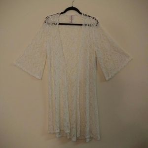 LACE DUSTER LENGTH OPEN CARDIGAN LOUNGEWEAR (sz:L)